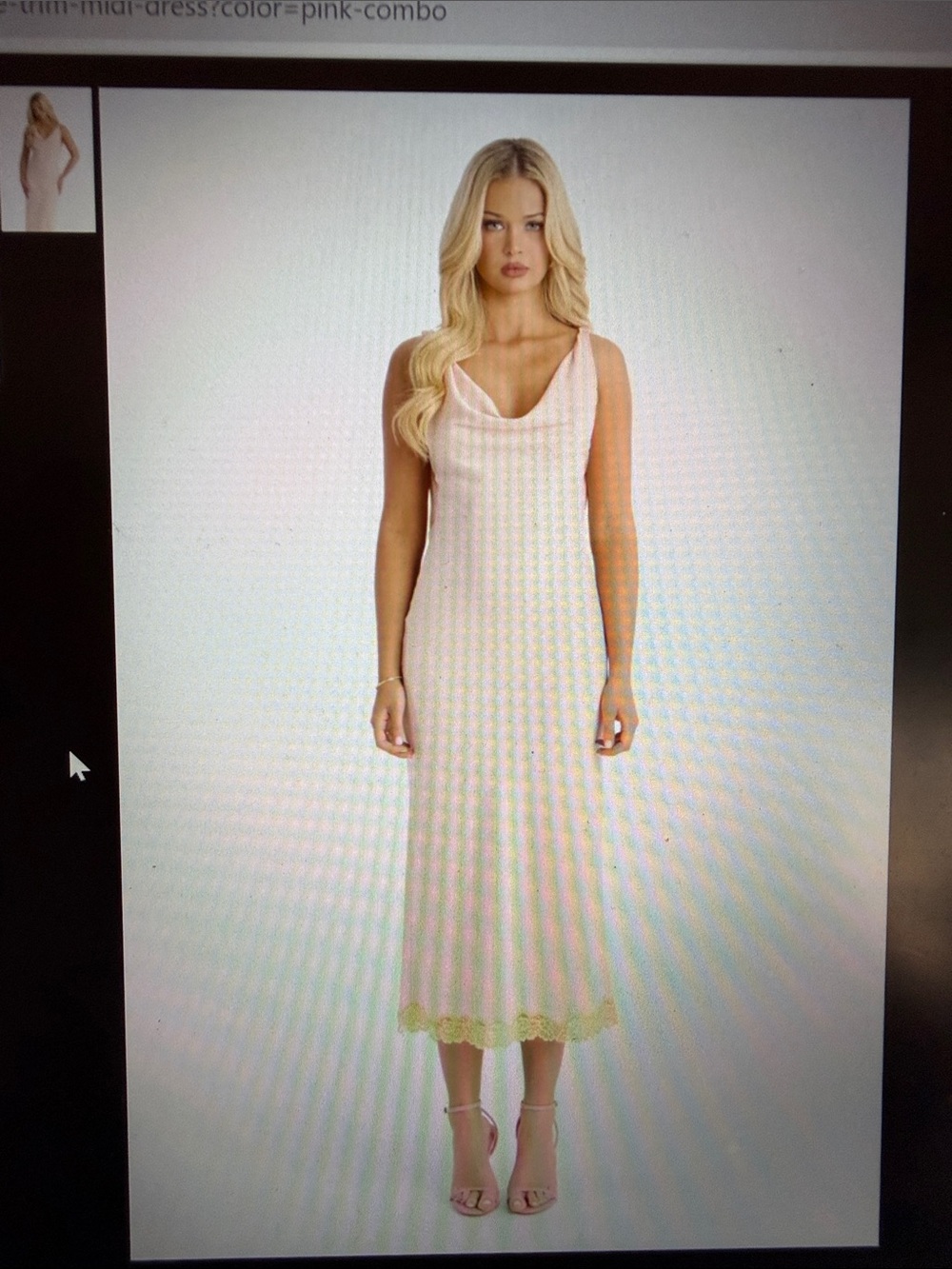 Fashion Nova Blush Pink Slip Midi Dress with Lace Hem